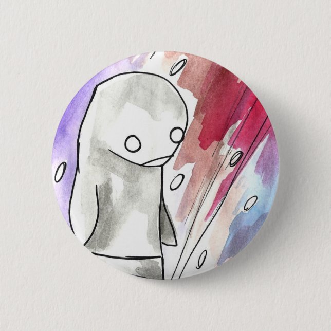 Badge Rond 5 Cm pingouin dans une tempête de neige (Devant)