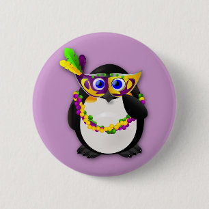 Badge Rond 5 Cm Pingouin de mardi gras