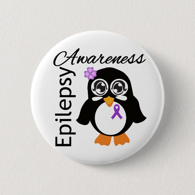 Badge Rond 5 Cm Pingouin de sensibilisation à l'épilepsie (Devant)