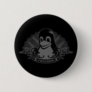Badge Rond 5 Cm Pingouin de Tux - (Linux, Open Source, Copyleft,