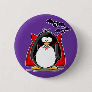 Badge Rond 5 Cm Pingouin de vampire