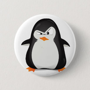 Badge Rond 5 Cm Pingouin fâché