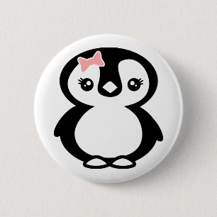 Badge Rond 5 Cm Pingouin fille mignonne