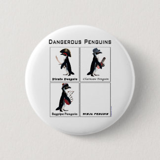 Badge Rond 5 Cm pingouins dangereux