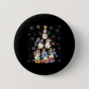 Badge Rond 5 Cm Pingouins mignons Arbre de Noël Lumières Animaux E