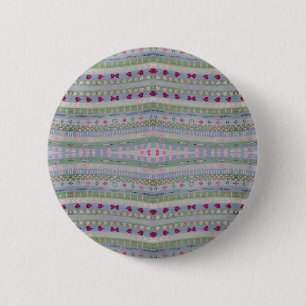 Badge Rond 5 Cm Pink and Green Pretty Hearts Motif