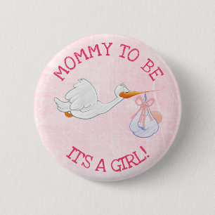 Badge Rond 5 Cm Pink It a Girl Mom to be Baby shower Button