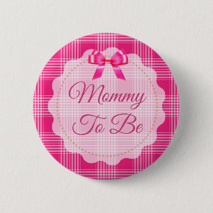 Badge Rond 5 Cm Pink Plaid et Bow maman pour être bouton