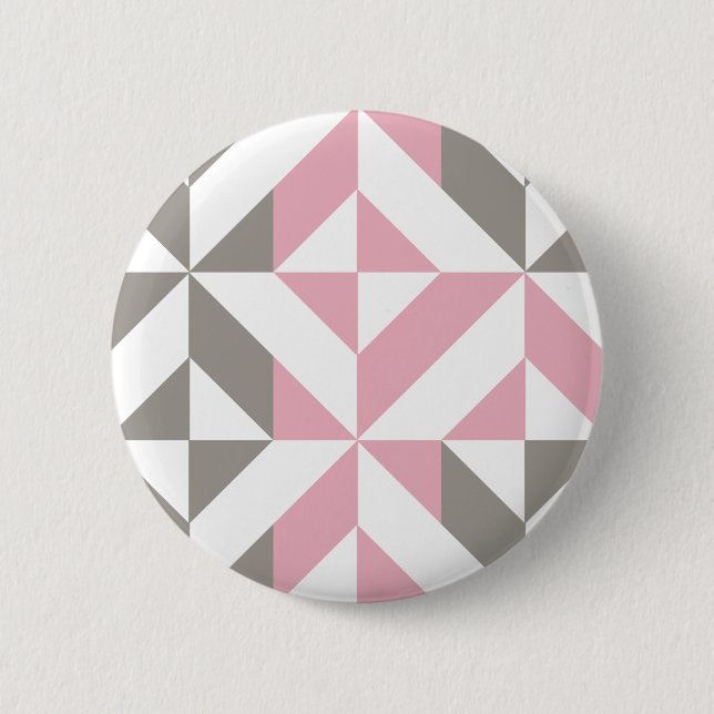 Badge Rond 5 Cm Pink Raspberry and Silver Geometric ZigZag (Devant)