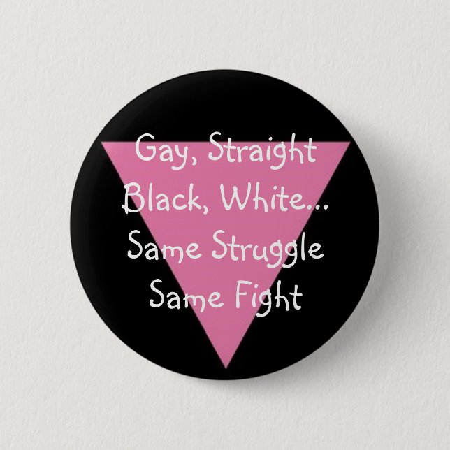 Badge Rond 5 Cm PinkTriangle, homosexuel, noir droit, blanc… Sam… (Devant)