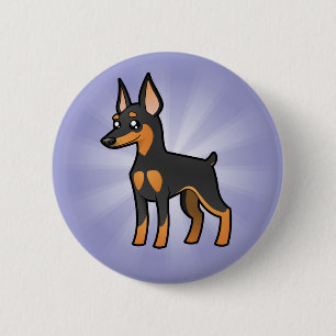 Badge Rond 5 Cm Pinscher miniature de bande dessinée/Manchester