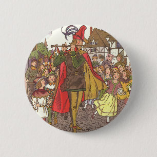 Badge Rond 5 Cm Pipe de marmite vintage à conte de fées de Hamelin