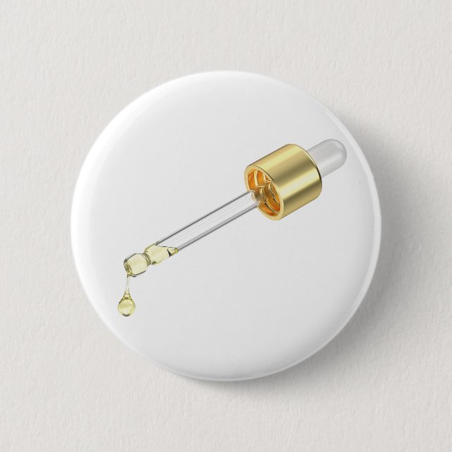 Badge Rond 5 Cm Pipette à goutte avec sérum jaune (Devant)