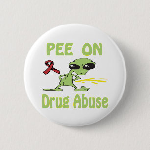 Badge Rond 5 Cm Pipi sur le bouton de toxicomanie