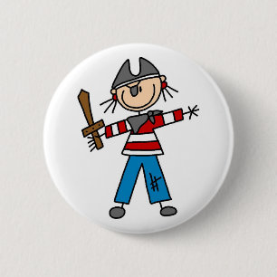 Badge Rond 5 Cm Pirate avec le bouton d'épée