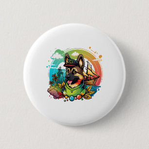 Badge Rond 5 Cm Pirate de chien berger allemand