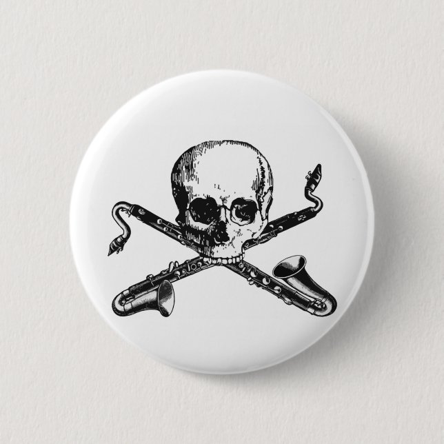 Badge Rond 5 Cm Pirate de clarinette basse (Devant)