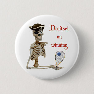 Badge Rond 5 Cm Pirate de racquetball mort