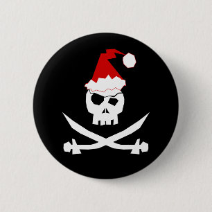 Badge Rond 5 Cm Pirate Père Noël