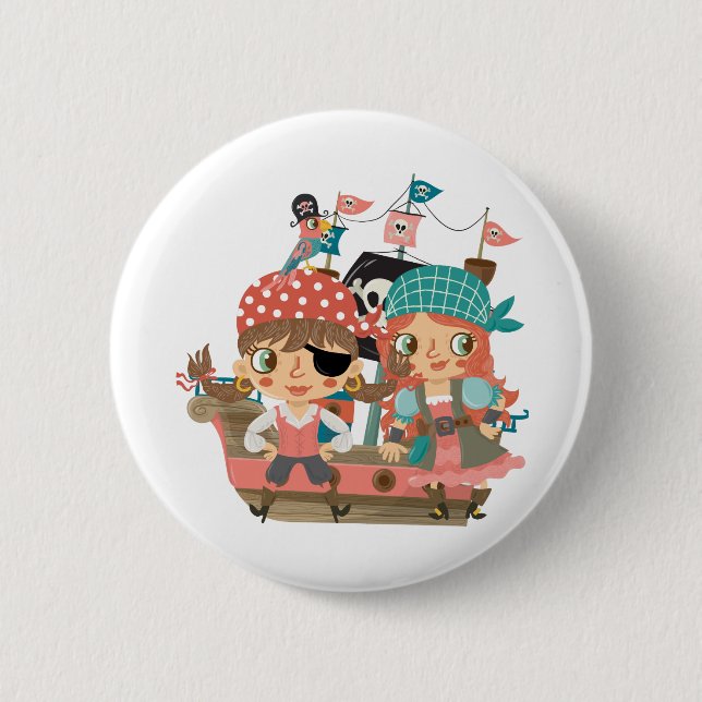 Badge Rond 5 Cm Pirates Girly (Devant)