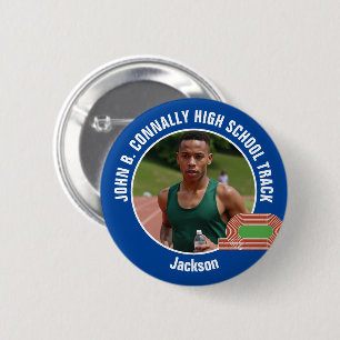 Badge Rond 5 Cm Piste Bleue Photo Athlète de Lycée