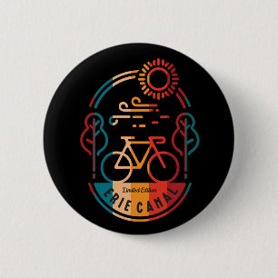 Badge Rond 5 Cm Piste cyclable Retro Erie Canal.
