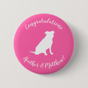 Badge Rond 5 Cm Pit Bull Chien Baby shower rose fille Pitbull
