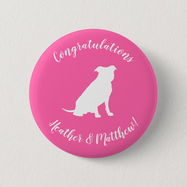 Badge Rond 5 Cm Pit Bull Chien Baby shower rose fille Pitbull (Devant)