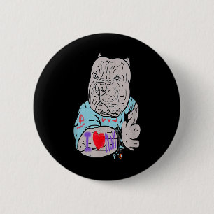 Badge Rond 5 Cm Pitbull Funny Chien I Love Maman Tattoo Cadeau