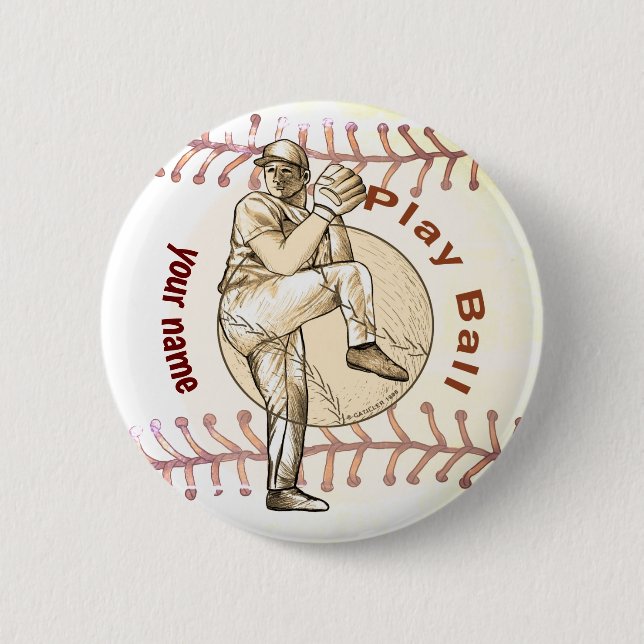 Badge Rond 5 Cm Pitcher Play Baseball (Devant)