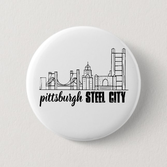 Badge Rond 5 Cm Pittsburgh Skyline (Devant)