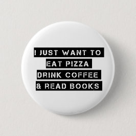 Badge Rond 5 Cm Pizza, café, et livres