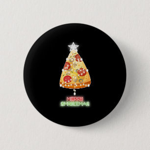 Badge Rond 5 Cm Pizza Christmas Tree Lumières Jeu de Noël