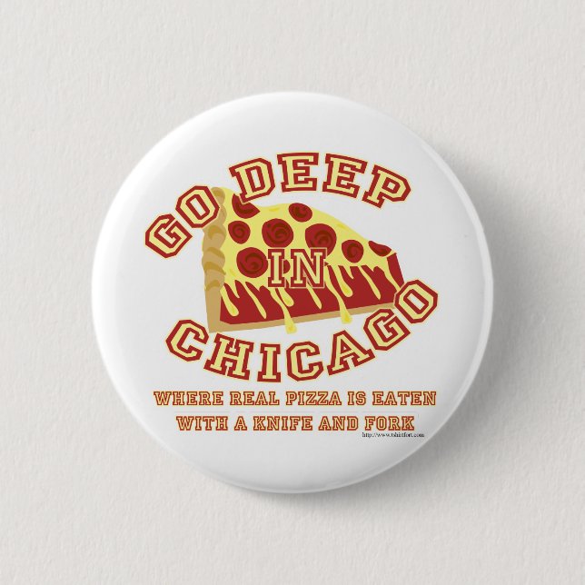 Badge Rond 5 Cm Pizza De Style Chicago (Devant)