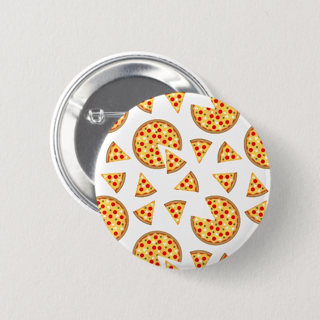 Badge Rond 5 Cm Pizza et tranches de cool motif sur blanc (Devant & derrière)