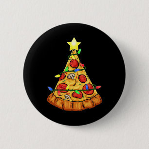 Badge Rond 5 Cm Pizza Noël Arbre Lumières Amusants Garçons Enfants