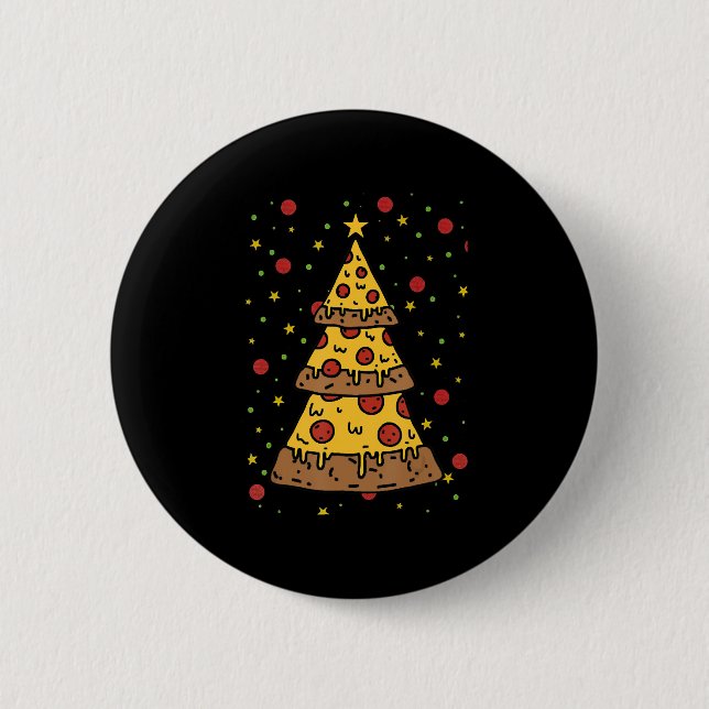 Badge Rond 5 Cm pizza noël lumières des arbres messieurs (Devant)