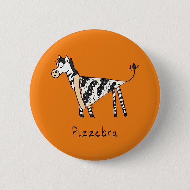 Badge Rond 5 Cm Pizzebra Pizza Zèbre Épinglette (Devant)