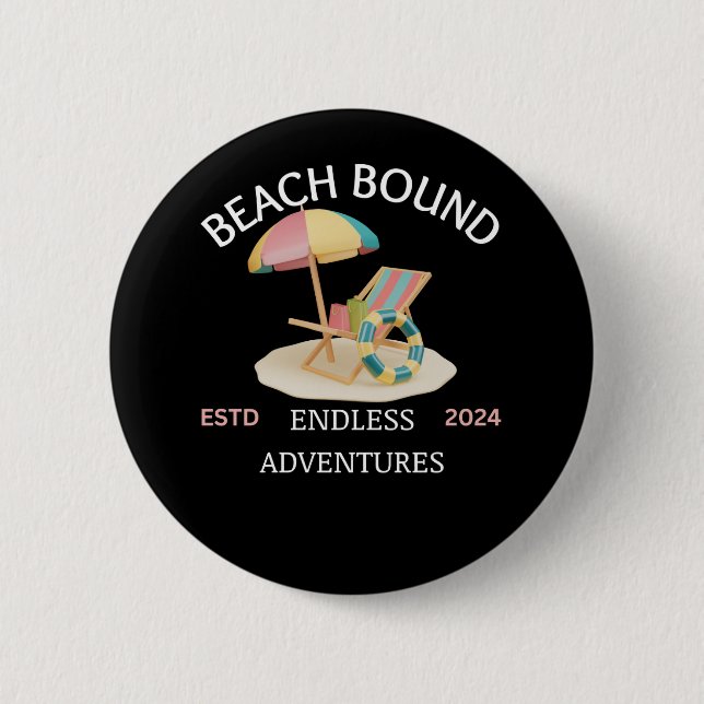 Badge Rond 5 Cm Plage (Devant)