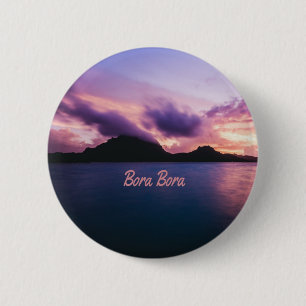 Badge Rond 5 Cm Plage de Bora Bora Suset Island