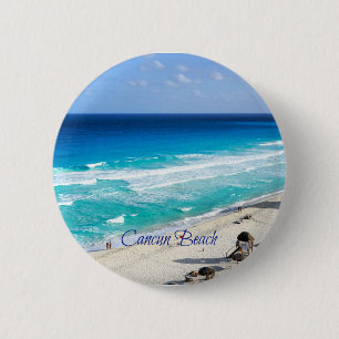 Badge Rond 5 Cm Plage de Cancun, Mexique