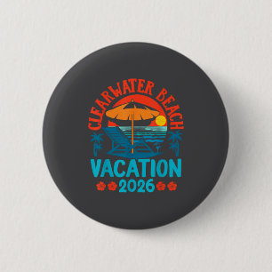 Badge Rond 5 Cm Plage de Clearwater Floride 2026 Vacances familial