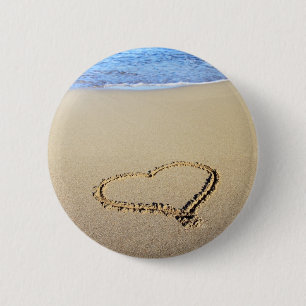 Badge Rond 5 Cm Plage de coeur d'amour