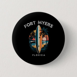 Badge Rond 5 Cm Plage de Fort Myers Floride Hommes Femmes Surf