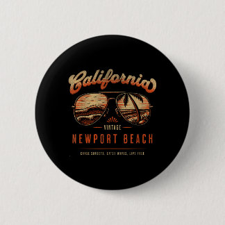 Badge Rond 5 Cm Plage de Newport Beach Californie Lunettes de sole