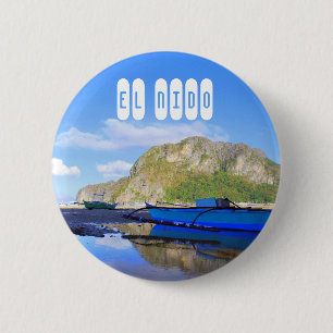 Badge Rond 5 Cm Plage El Nido à Palawan Philippines