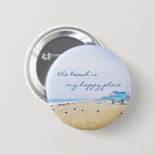 Badge Rond 5 Cm Plage Est Mon Heureux Lieu Côtier Océan Script Pho
