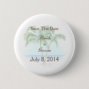 Badge Rond 5 Cm Plage et palmiers épousant des économies la date