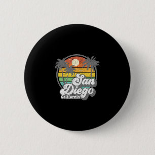 Badge Rond 5 Cm Plage vintage de San Diego Californie Surf Rétro S