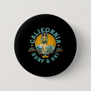 Badge Rond 5 Cm Plages chaudes et pentes fraîches de surf et de sk